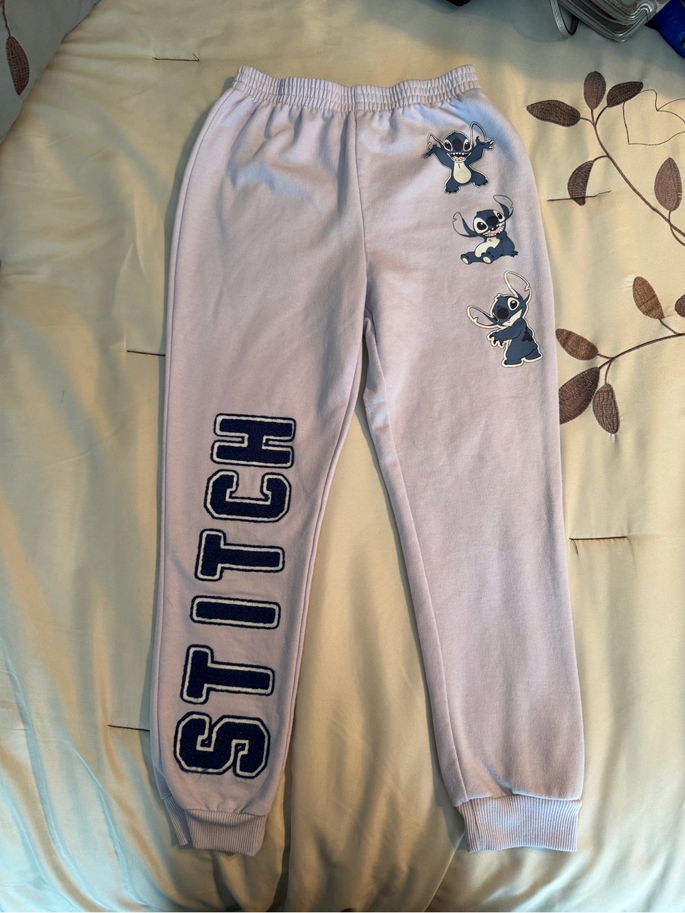 Disney Light Purple Stitch Graphic Joggers for Kids
